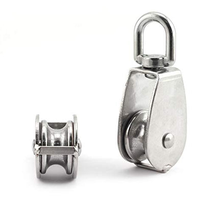 1-Pack M20 Single Pulley Block Stainless Steel Heavy Duty Hardware Single Wheel Swivel Rigging Lifting Wheel Fixed Pulley for Wire Rope Loading 75kg - size: 1-Pack M20