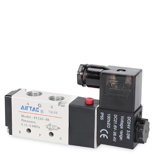 Solenoid Valve DC24V AirTAC 4V210-08 1/4"PT Pneumatic Air 2 Position 5 Way Electric Single Coil Pilot-Operated - size: 1/4"PT, style: 4V210-08 DC24V
