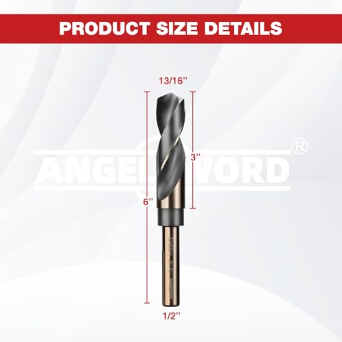 ANGELSWORD 13/16" Reduced Shank Drill Bit for Hard Wood, Mild Steel, Metal - size: E. 13/16 inch