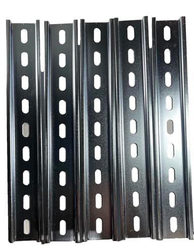 International Connector T&G 5 Pieces DIN Rail Slotted Zinc-Plated Steel RoHS 35mm Wide 7.5mm High (9") - size: 9"