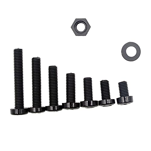 Metric M5 Nylon Phillips Pan Head Screws Nuts Flat Washers Assortment Kit (Black-M5) - color: Black-M5