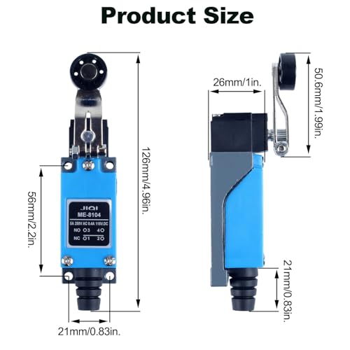 Momentary Limit Switch Travel Switch, Featuring a Side-Rotating Roller Actuator, NO and NC self-resetting momentary Switch(4PCS). - style: ME-8104