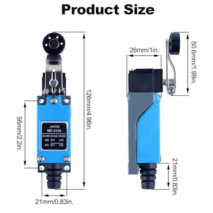 Momentary Limit Switch Travel Switch, Featuring a Side-Rotating Roller Actuator, NO and NC self-resetting momentary Switch(4PCS). - style: ME-8104