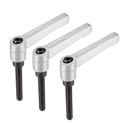 uxcell M6 x 40mm Handle Adjustable Clamping Lever Thread Push Button Ratchet Male Threaded Stud Knobs Quick Release Screw Handles Bolts with Locking Lever Silver Tone 3pcs - color: Silver Tone, size: M6 x 40mm