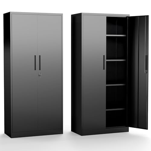 Metal Storage Cabinet, 71" Steel Garage Storage Cabinets with Lock - size: H71"
