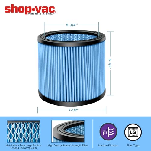 Shop-Vac 1 Pack Cartridge Filter with Upgraded Universal Retainer - style: Upgraded Cover