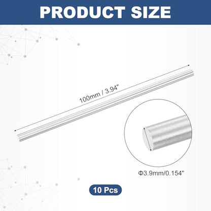 uxcell 10Pcs Round Steel Rods, 3.9mm x 100mm High Speed Steel (HSS) Aluminium Rod Steel Bar for Shaft Gear Drill Lathes Boring Machine - size: 3.9mm x 100mm