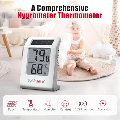 BaldrTherm Digital Thermometer Humidity Gauge Meter - color: White, 1Pack