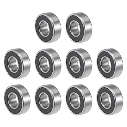 TOP-VIGOR 10Pcs 1616-2RS Deep Groove Ball Bearings, Z2 1/2 Inch x 1-1/8 Inch x 3/8 Inch Double Sealed Industrial Bearings, Chrome Steel Skateboard Bearings for Electrical Instrument Equipment - size: 1616-2RS, 1/2″x1-1/8″x3/8″