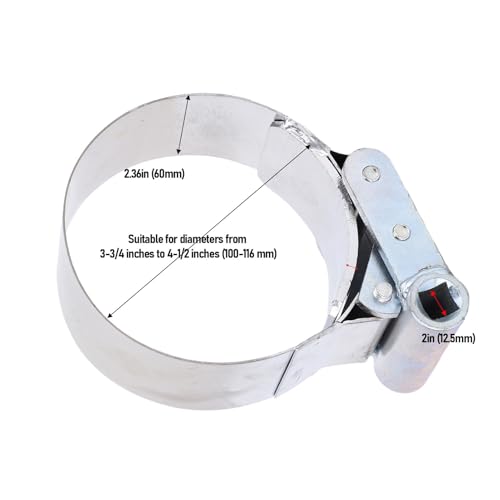 POCREATION Adjustable Air & Oil Filter Wrench, 3-3/4 to 4-1/2 Inch (95-114mm) Ratchet Drive Removal Tool for Trucks and Cars