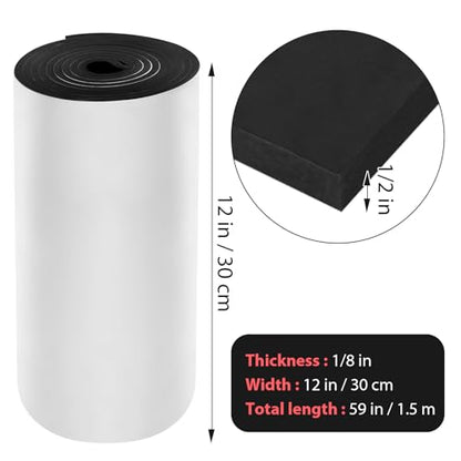 Self Adhesive Foam Rubber Sheets Sponge Neoprene with Adhesive Closed Cell Neoprene Rubber Roll Foam Padding for Shock Pad, DIY, Crafts (Black, 12 Inch x 59 Inch x 1/2 Inch) - color: Black, size: 12 Inch x 59 Inch x 1/2 Inch