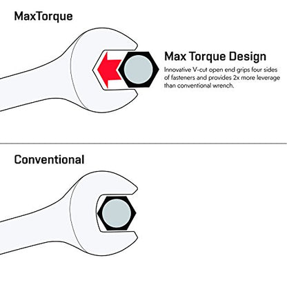 Max Torque 15-Piece Premium Combination Wrench Set, Chrome Vanadium Steel, Long Pattern Design | Include Metric Sizes 8, 9, 10, 11, 12, 13, 14, 15, 16, 17, 18, 19, 20, 21, 22mm with Storage Rack - size: Regular Size Premium Set
