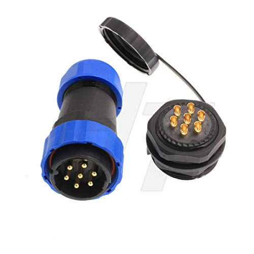 HangTon HE29 Plug & Panel Socket Waterproof Aviation Circular Connector for LED/Power/Lighting Equipment (7 pin) - size: 7 pin