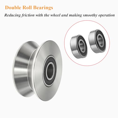 Sliding Gate Wheel Stainless Steel V Groove Wheel Heavy Duty Conveyor Rollers Industrial Caster Ball Bearing Pulley Rolling Gate Hardware Kit for Garage Door Machinery - size: 4pc 2inV