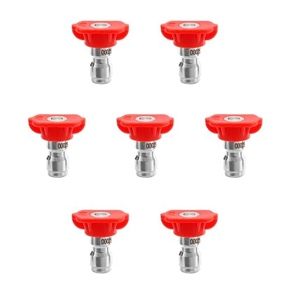 Pressure Washer Tips, 0° Red Nozzle 7 Pack for Cars/Driveways/Patios - color: Red