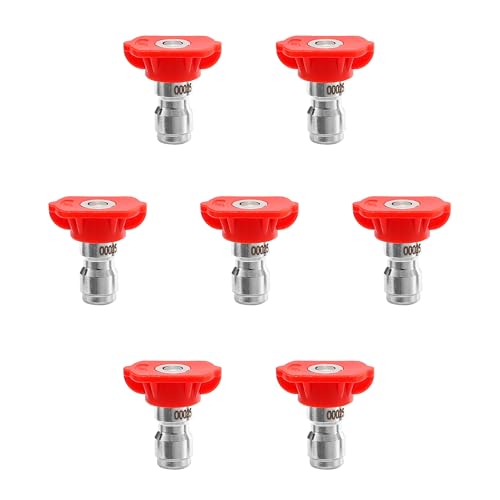 Pressure Washer Tips, 0° Red Nozzle 7 Pack for Cars/Driveways/Patios - color: Red
