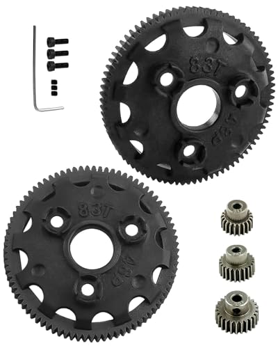 83T Slipper Clutch Spur Gear Upgrades Part for 1/10 Slash Rustler Stampede Bandit 2WD VXL XL-5,ARRCat 86T (48-Pitch) Spur Gear Differential Gear and 21T 23T 25T Pinions Gear