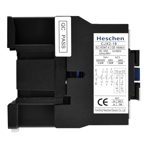 Heschen AC Contactor, CJX2-0901, 110V 50/60Hz Coil, 3P, 3 Pole, Normally Closed, Ie 9A, Ue 380V - color: 110V Coil, size: 9A (1NC Normally Closed)