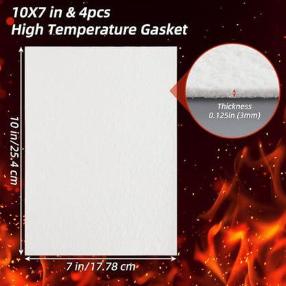 4 Piece High Temperature Gasket Paper Material 7"x10"x1/8" Thick Ceramic Fiber Gasket Paper High Temperature Fireproof Insulation Sheet for Wood Stove Pellet Stove Boiler Kiln Furnace Forge DIY Cut