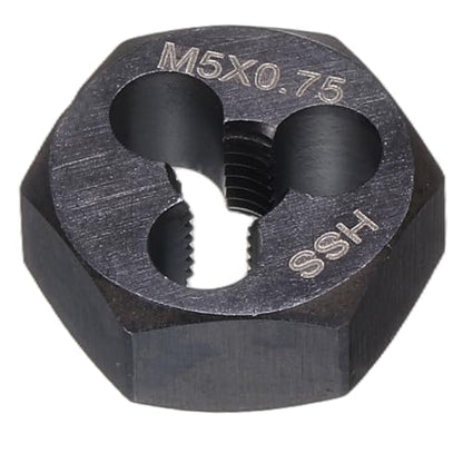 HARFINGTON Hex Threading Die M5 x 0.75 Metric Thread Right Hand High Speed Steel Rethreading Fixed Die Screw Cutting Tapping Repair Tool - size: M5 x 0.75