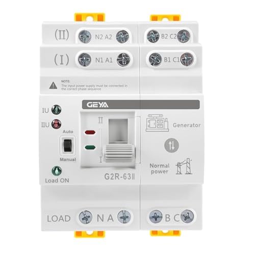 GEYA 4P 63A AC110V Automatic Transfer Switch,ATS Dual Power Auto Transfer Switch,Uninterruptible Millisecond-Level ATS,DIN Rail Mounting（G2R 4P 63A AC110V） - color: 4P-63A-AC110V