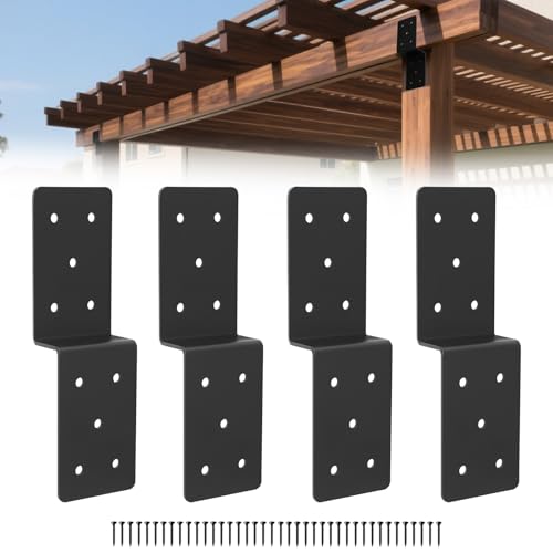 Z Pergola Brackets 4-Pack, 5x5 Post-to-Beam Wood Support Connector - size: 5''X5''X5'' 4P