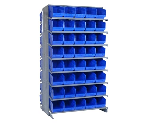 QUANTUM STORAGE SYSTEMS QPRD-202BL Solid Double Sided 16 Shelves 80 STORE-MORE Blue Bins 64" H x 36" W x 24" D - size: 64" H x 36" W x 24" D, style: 12" L x 7" W x 6" H 80 STORE-MORE Blue Bins