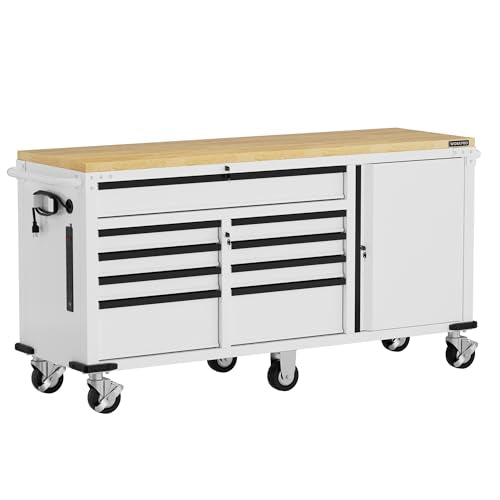 WORKPRO 72" x 22" Rolling Tool Cabinet, 9-Drawer & 1-Door - color: White, size: 72" x 22"(9-Drawer & 1-Door)