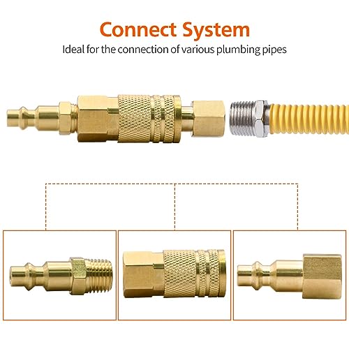 1/4-Inch Brass Female Industrial Coupler, 20 Pack 1/4 Inch Air Hose Fittings NPT Female Quick Connector for Professional Jobsites and Automotive Shops - style: 20pcs Female Couplers
