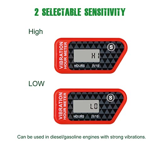 YOOREAL Vibration Hour Meter,Maintenance Hours Waterproof IP68 - color: Red