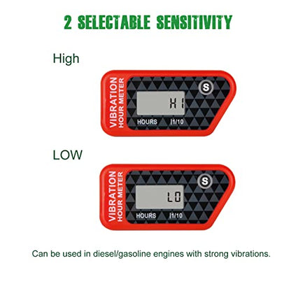 YOOREAL Vibration Hour Meter,Maintenance Hours Waterproof IP68 - color: Red
