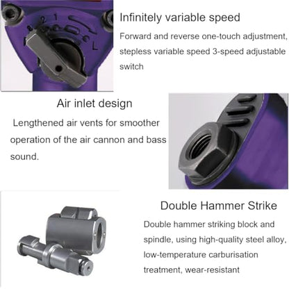 1/2-Inch Aluminum Air Impact Wrench - High Torque 1450 ft-lbs - Heavy Duty Twin Hammer，8-Piece CR-V Steel Impact Socket Set ，Heavy Duty Pneumatic Impact Wrenches for Automotive Repair - style: 1/2-Inch/1450 ft-lbs(Plastic Steel Enclosure)