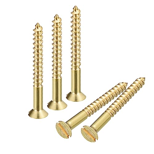 uxcell Brass Wood Screws, 30Pcs M3 x 30mm Slotted Drive Flat Head Self Tapping Screw Countersunk for Woodworking Furniture - size: M3 x 30mm