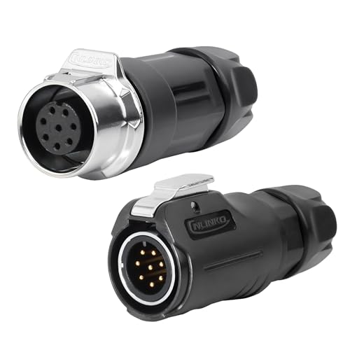 CNLINKO LP-12 8 Pin Connector IP68 Waterproof Circular Electrical Plug for Outdoor Equipment Solar Industrial Machinery DC 12V M12 2-8 Pin Male Plug and Female Plug (8-Pin) - size: 8-Pin, style: Metal-reinforced Kit