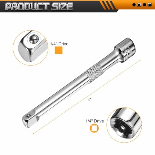 HARFINGTON 1pcs Socket Extension Bar 1/4" Drive 4" Long Extension Bars - size: 1/4" x 4"