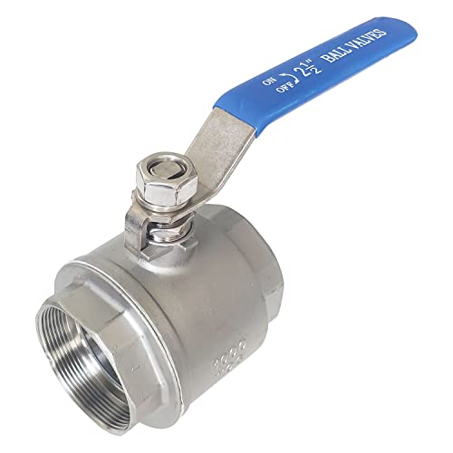 2-1/2" Full Port Ball Valves 316 Stainless Steel NPT Female Thread Ball Valve for Water, Oil, and Gas - size: 2-1/2 Inch
