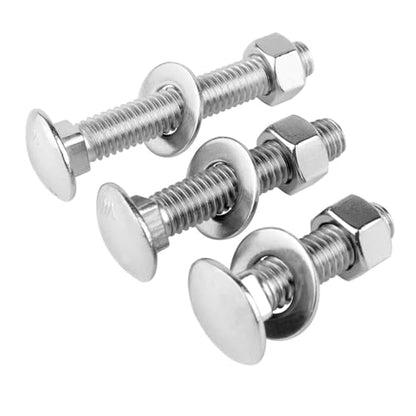 3/8-16 x 4 Stainless Steel Carriage Bolts and Nuts with Flat Washers Kit, Round Head Square Neck Screws UNC Coarse Thread, 4 Sets Silver - color: Silver, size: 3/8-16 x 4" (4 Sets)