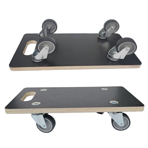 Furniture Mover Dolly Portable Wood Rolling Mover for Moving Furniture Sofa Cabinet Refrigerator, 360° Rotatable Soft TPR Rubber Universal Wheels, 440Lbs Capacity, Black (2 Packs) - color: Mini Rectangle