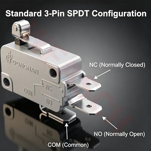6 Pack Short Hinge Roller Lever Micro Switch, 16A 125/250V SPDT - size: V-155-1C25