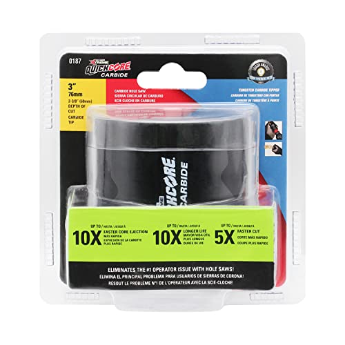 Disston QUICKCORE 3" TCT Tungsten Carbide Tipped Hole Saw 10X Faster CORE Ejection Quick Change E0100187 - style: 3"