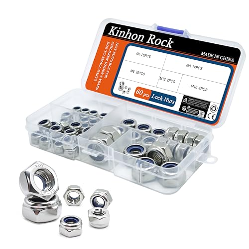 60pcs Metric Nylon Insert Lock Nuts Assortment Set - size: 60pcs Assortment Set