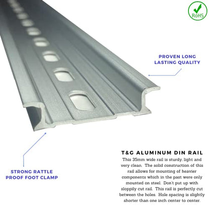 International Connector T&G 5 Pieces DIN Rail Slotted Aluminum RoHS 35mm Wide 7.5mm High (2") - size: 2"