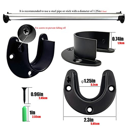 Heavy Duty Stainless Steel Closet Rod Brackets 4 Pack for 1-1/4 Pole Use as Sturdy Curtain Rod Brackets Ideal for Home and Kitchen(Open Flange) - color: Open flange