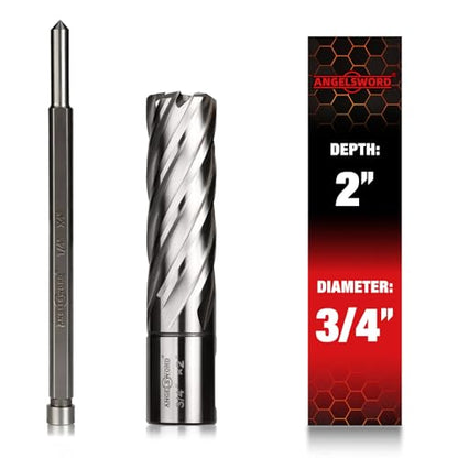 ANGELSWORD M2 HSS Annular Cutter,Diameter 3/4" x Depth 2",Mag Drill Bit - size: F. 3/4" Diameter, style: HSS 2" Cut Depth