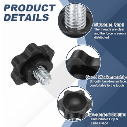 uxcell 10Pcs 1/4"-20 Star Knobs 0.3" Threaded Stud Male Clamping Knobs - size: 1/4"-20, 0.3"