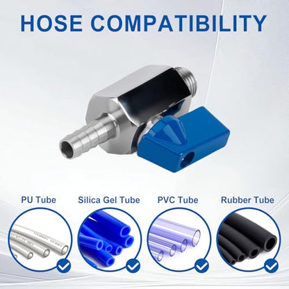 2Pack 3/8" Hose Barb to 1/2" NPT Male Mini Ball Valve 304 Stainless Steel Shut Off Valve with Clamps Kit for Air Water Fuel Gas (3/8" Barb x 1/2" NPT Male) - size: 3/8" Barb x 1/2" NPT Male