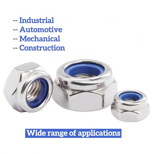 367 Pcs M3*0.5 Nylon Insert Lock Nuts, 18-8(304) Stainless Steel Machined, DIN985 Compliant, Nylon LockNuts Self-Locking Anti-Vibration for US Industrial Automotive Mechanical Construction - size: M3 367pcs, style: Metric