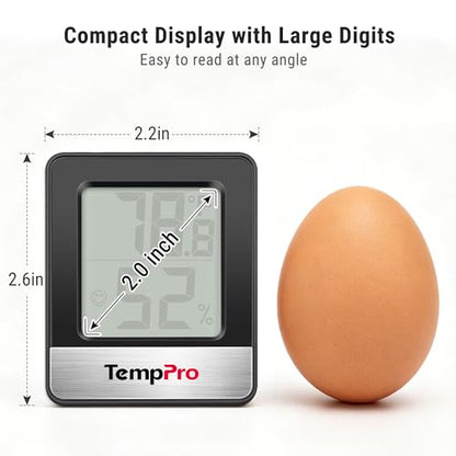 TempPro TempAir Digital Hygrometer Indoor Thermometer - color: Black Indoor Thermometer