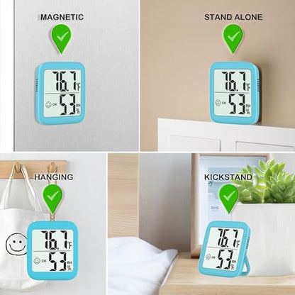 Antonki 2 Pack Room Thermometer Indoor Hygrometer - color: 2 Pcs* Clear Blue
