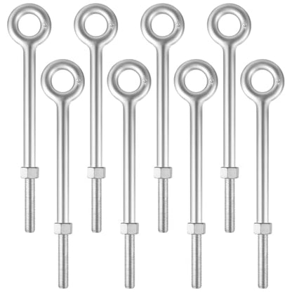 LEIFIDE 8 Pack 3/4'' x 12" Eye Bolt with Nut Rigging Hot Dipped Galvanized Eye Bolt 5200 lb Working Load Limit for Wood Anchoring Chain and Wire Rope - size: 3/4'' x 12"